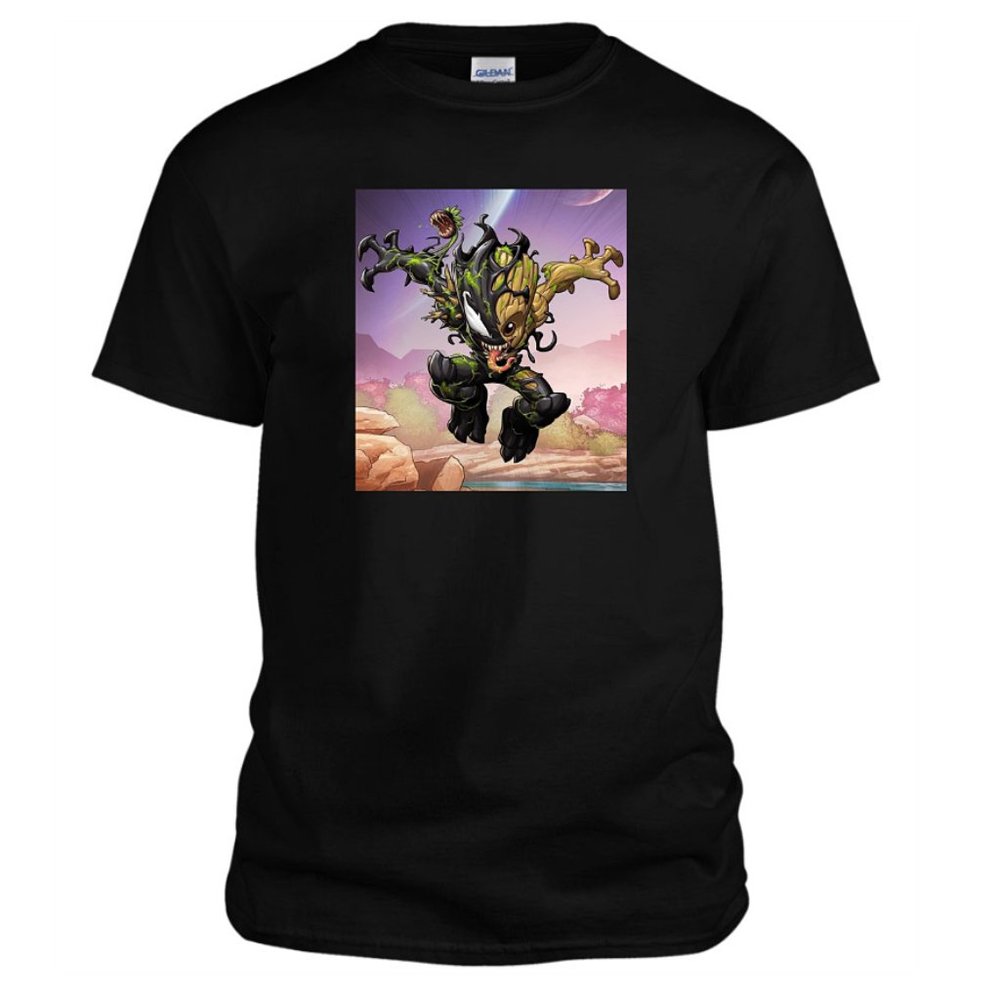 GROOT VENOM MARVEL GRAPHIC SHIRT 100% COTTON BLACK